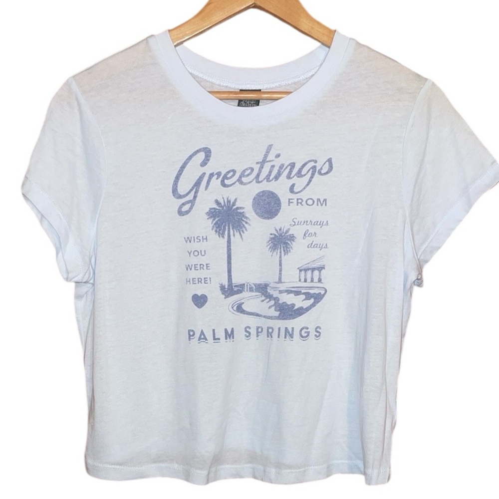 •WILD FABLE•NWOT LIGHT BLUE "GREETINGS FROM PALM SPRINGS" GRAPHIC TEE SIZE XL